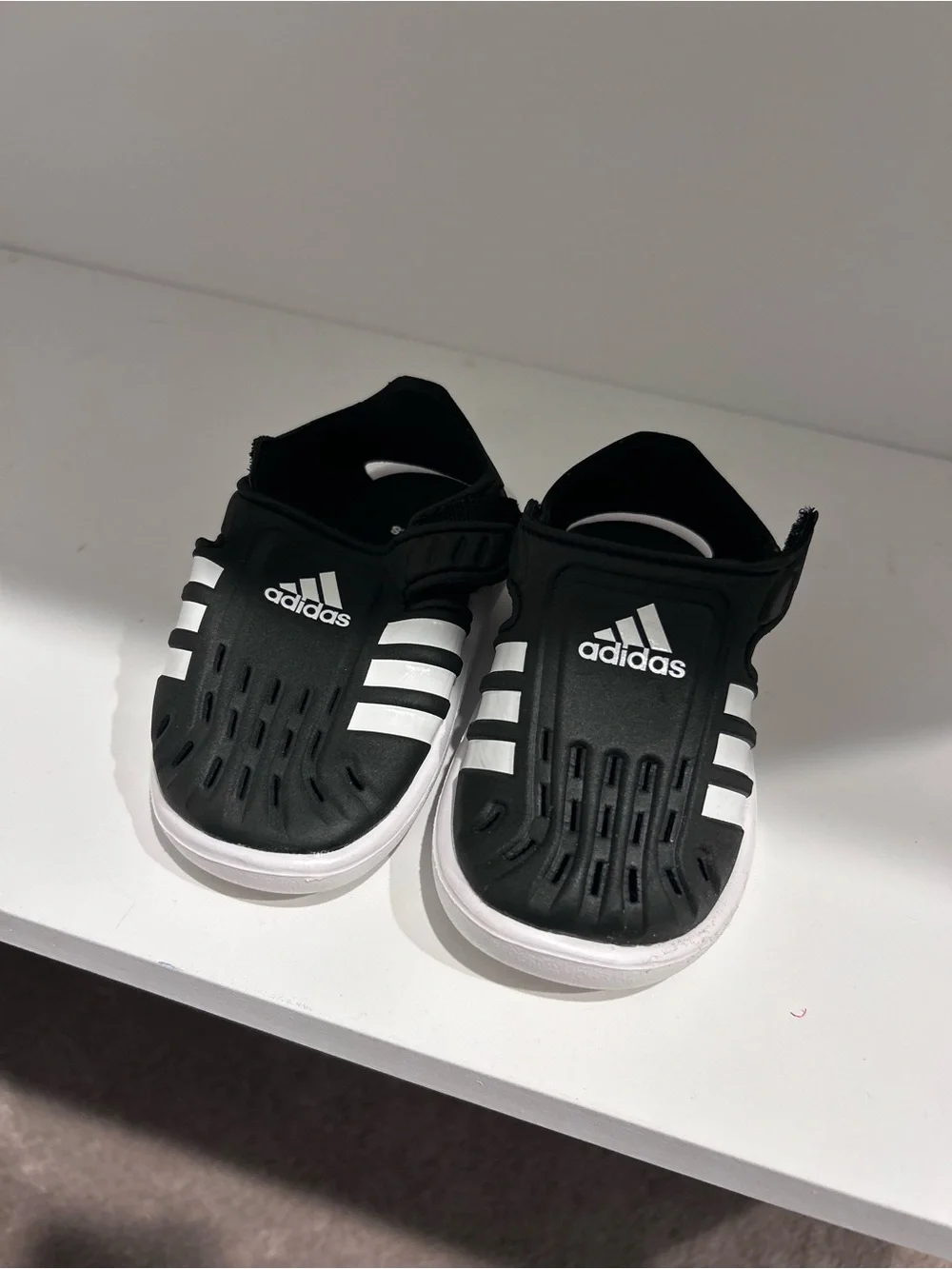 adidas Kids Black and White Slip-On Water Sandals